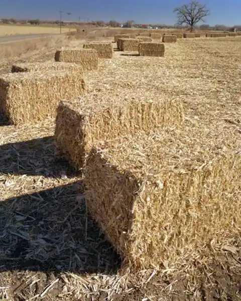 Baled crop residue ready as agro-waste fuel