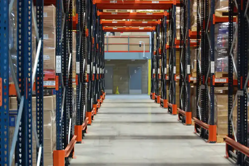 Warehouse racks holding specified equipment and materials